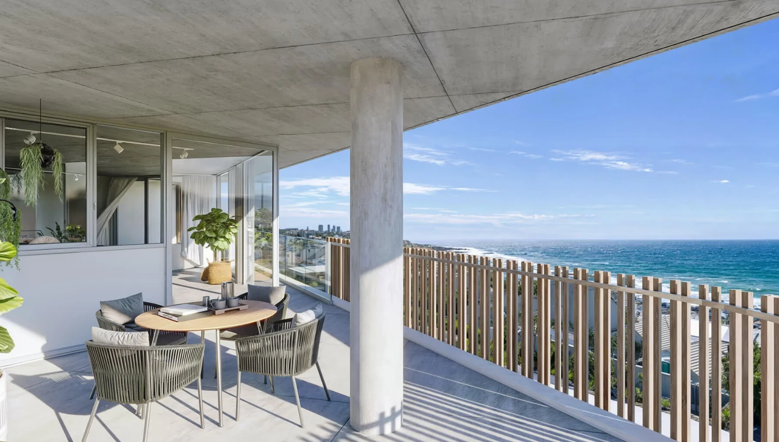 Burleigh apartment balcony with North Coast ocean view