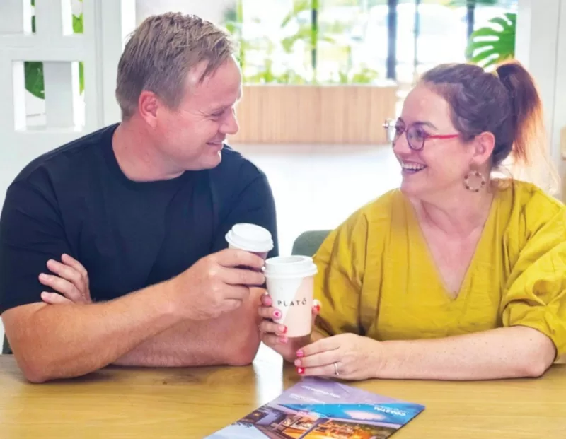 Nadia and MJ Zietsman sharing a coffee at Plato